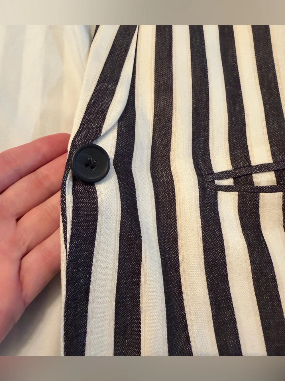 H&M Black and White Striped Blazer